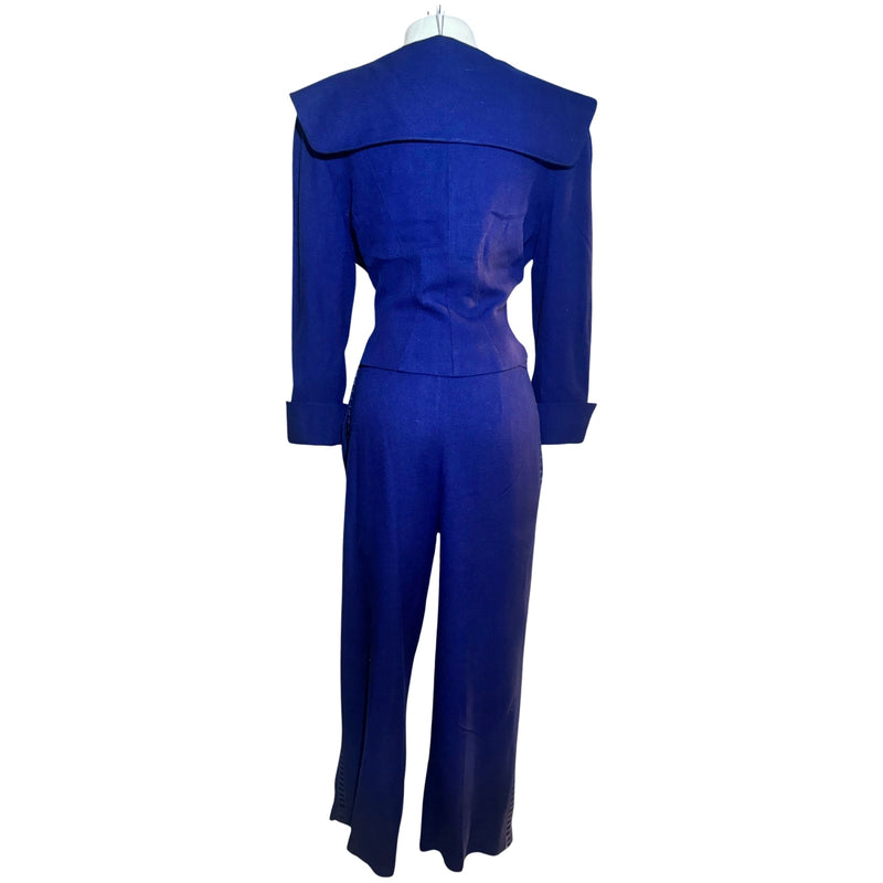 80s / 90s Thierry Mugler Blue Sailor Style Window Cut Out Suit