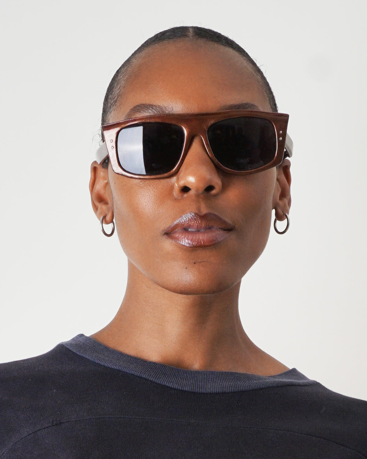 1960'S FRENCH BROWN FLAT TOP SUNGLASSES