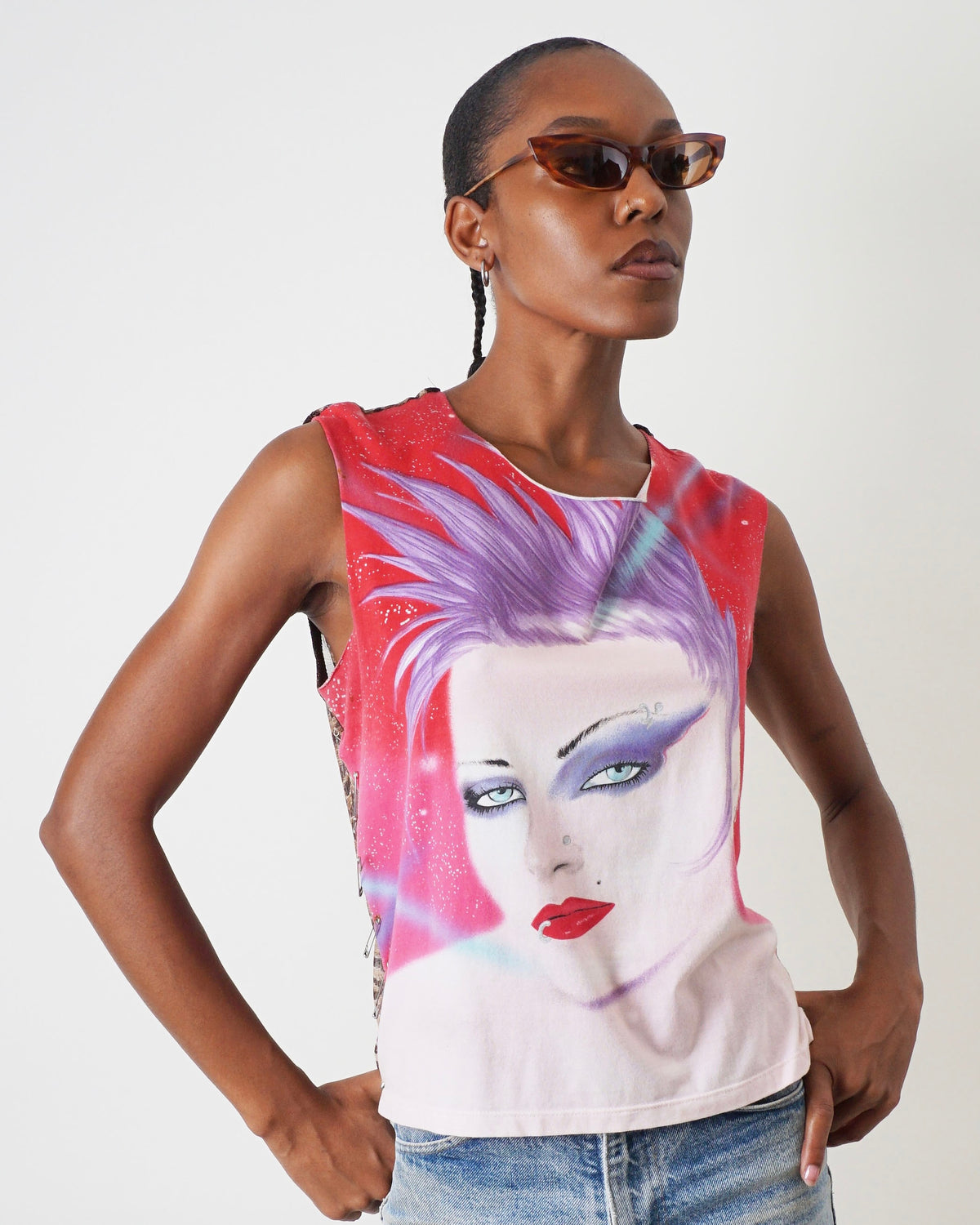 AW 2001 D&G PUNK AIRBRUSH LEOPARD SAFETY PIN TANK