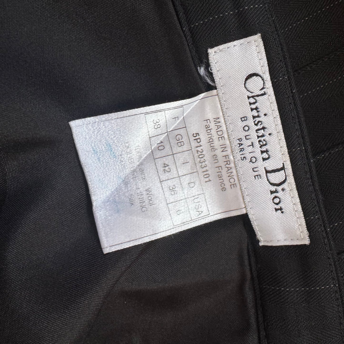 2005 CHRISTIAN DIOR GALLIANO ERA PLEATED PINSTRIPE PENCIL SKIRT