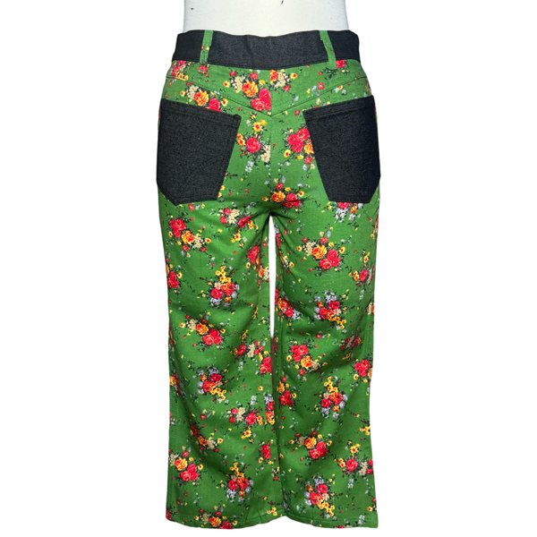 FW 1999 D&G FLORAL DENIM REVERSE CAPRI PANTS