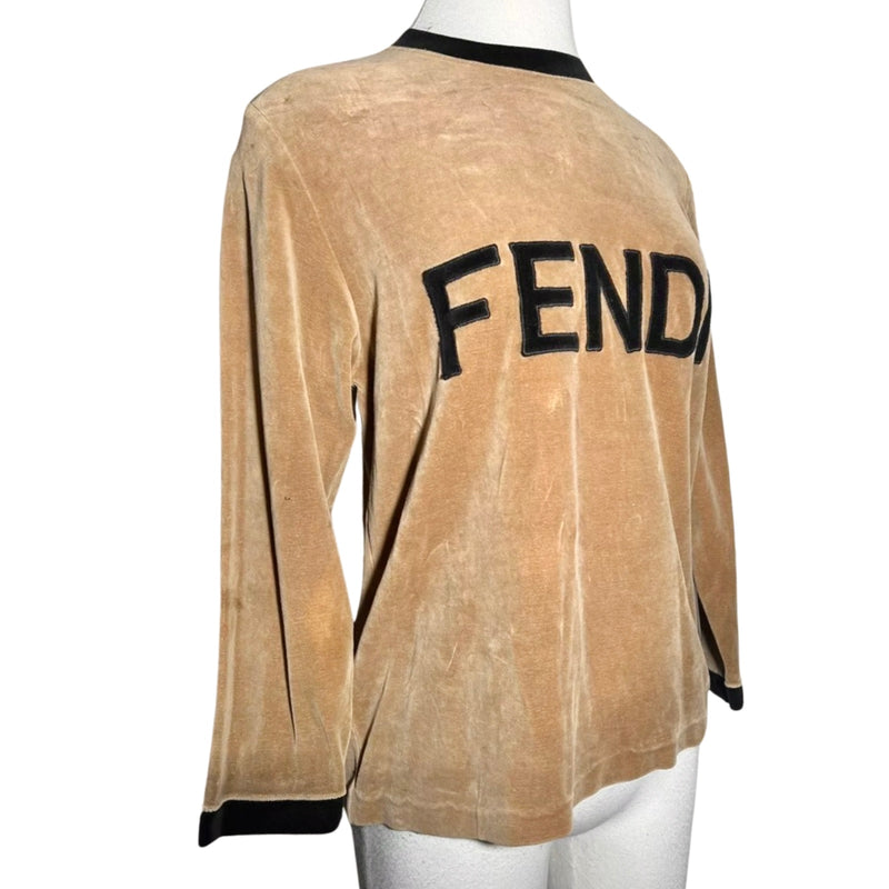 1990s FENDI LOGO VELOUR VELVET PULLOVER SWEATER