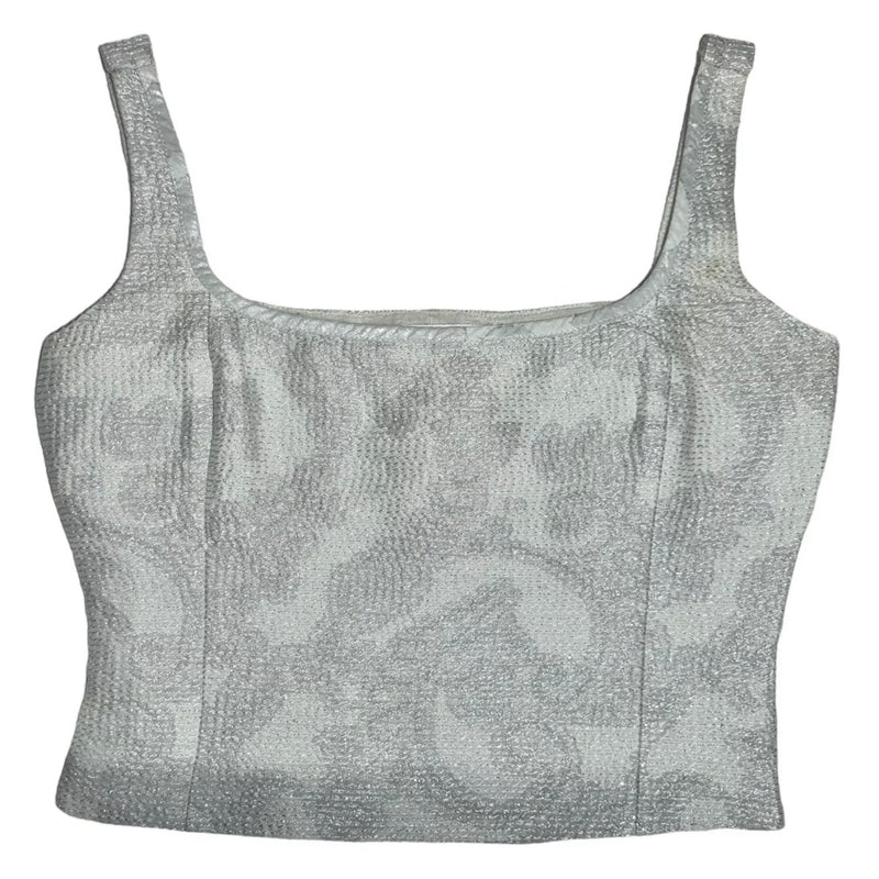 1990s GIANFRANCO FERRE MINT JACQUARD CROPPED BUSTIER TOP