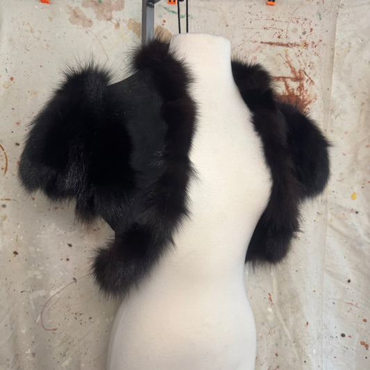 2000s ITALIAN DESIGNER BLACK SUEDE FUR BOLERO