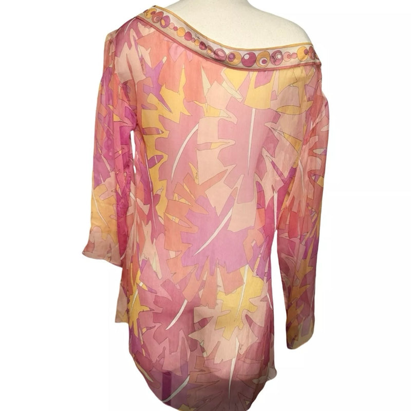 SILK ALL OVER PRINT EMILIO PUCCI PINK TUNIC TOP