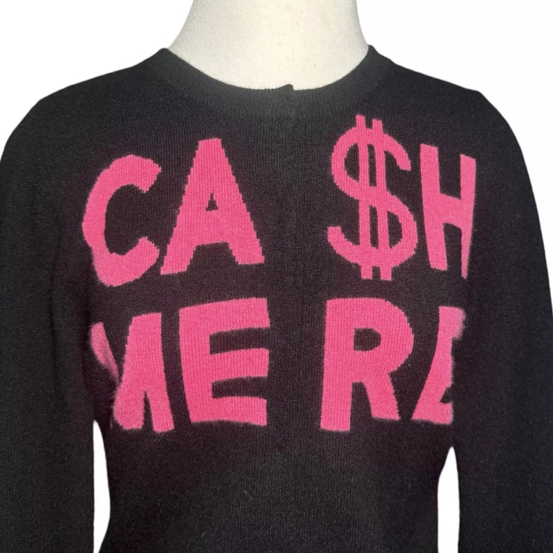 MOSCHINO CA$HMERE BLACK & PINK CARDIGAN