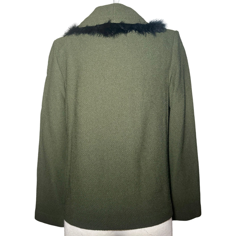 ST. JOHN COLLECTION OLIVE GREEN FEATHER JACKET