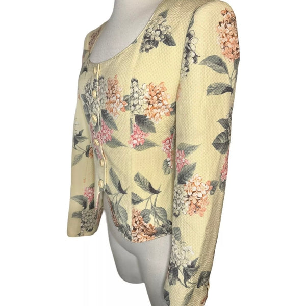 80s EMANUEL UNGARO YELLOW QUILTED FLORAL JACKET