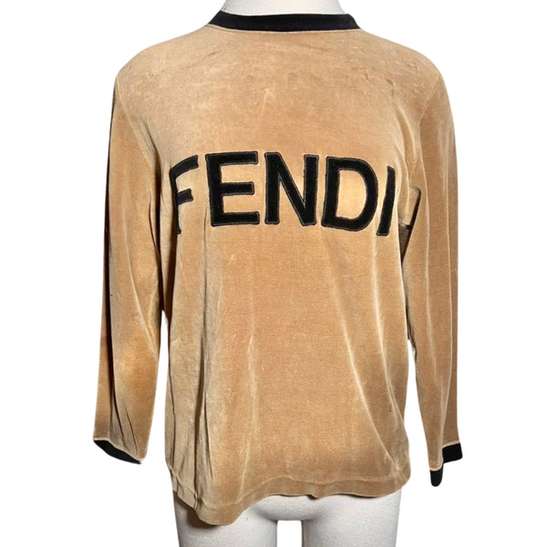 1990s FENDI LOGO VELOUR VELVET PULLOVER SWEATER