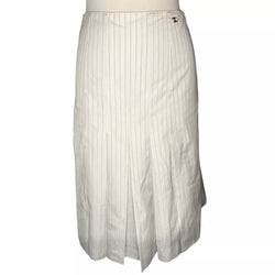 CHANEL 2001 CRUISE POPLIN STRIPE PLEATED SKIRT