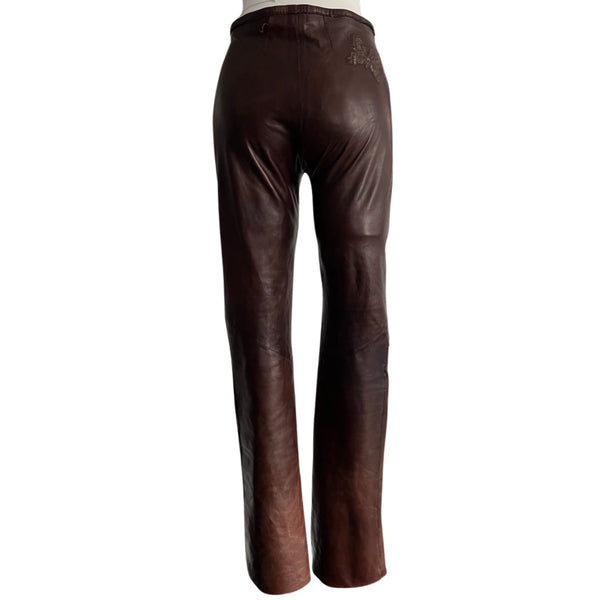 Roberto Cavalli Lace up Leather pants