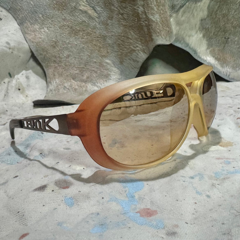 90s DEADSTOCK FUNK GERMANY OVAL AVIATOR HORNY OVERSIZED SUNGLASSES