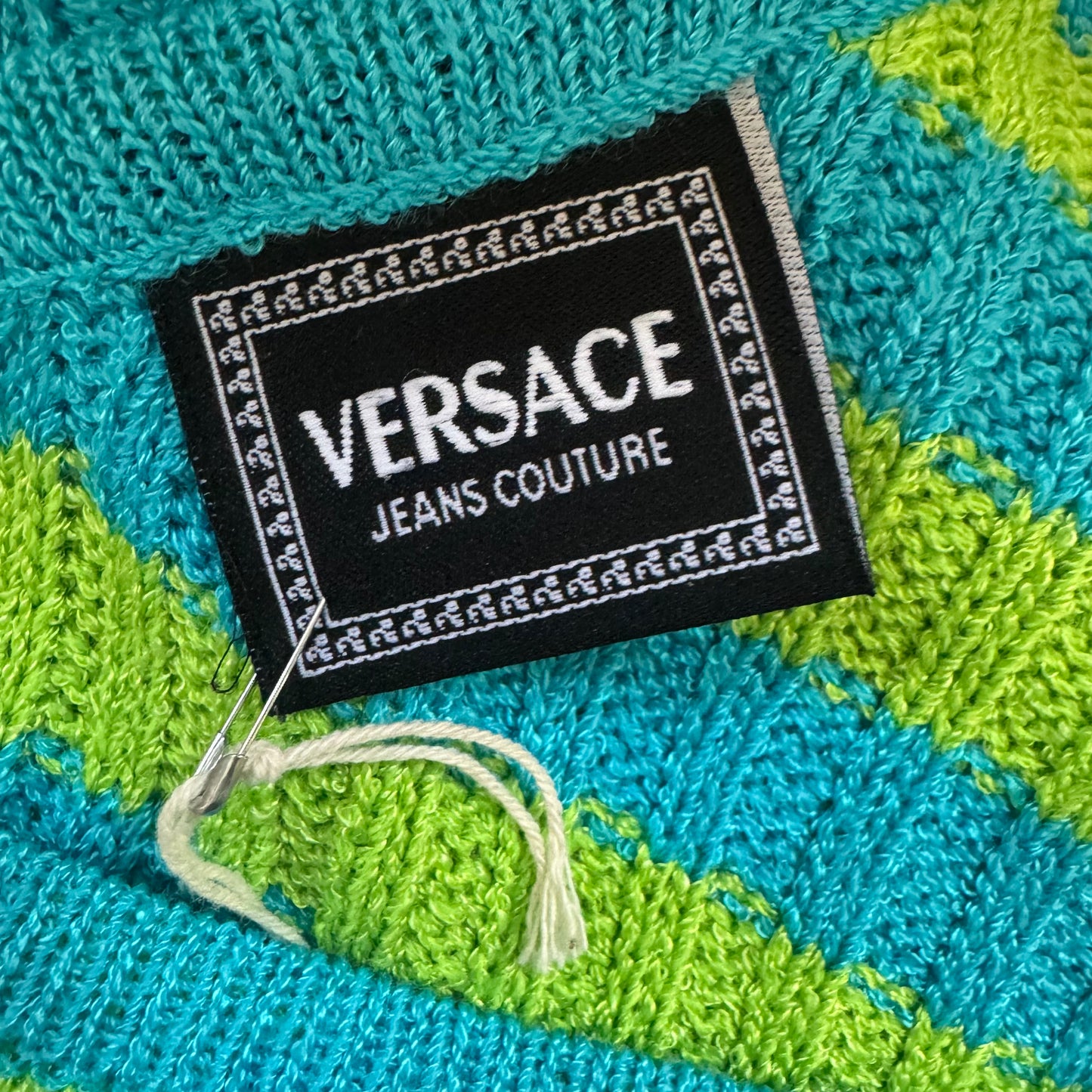 90s VERSACE JEANS COUTURE BLUE GREEN STRIPE KNIT TANK XS