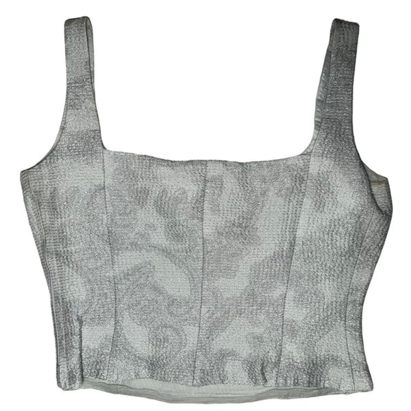 1990s GIANFRANCO FERRE MINT JACQUARD CROPPED BUSTIER TOP