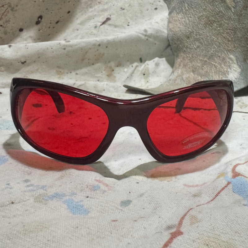 1990'S DEADSTOCK FUNK BERLIN GERMANY RAVE SUNGLASSES RED SHARK