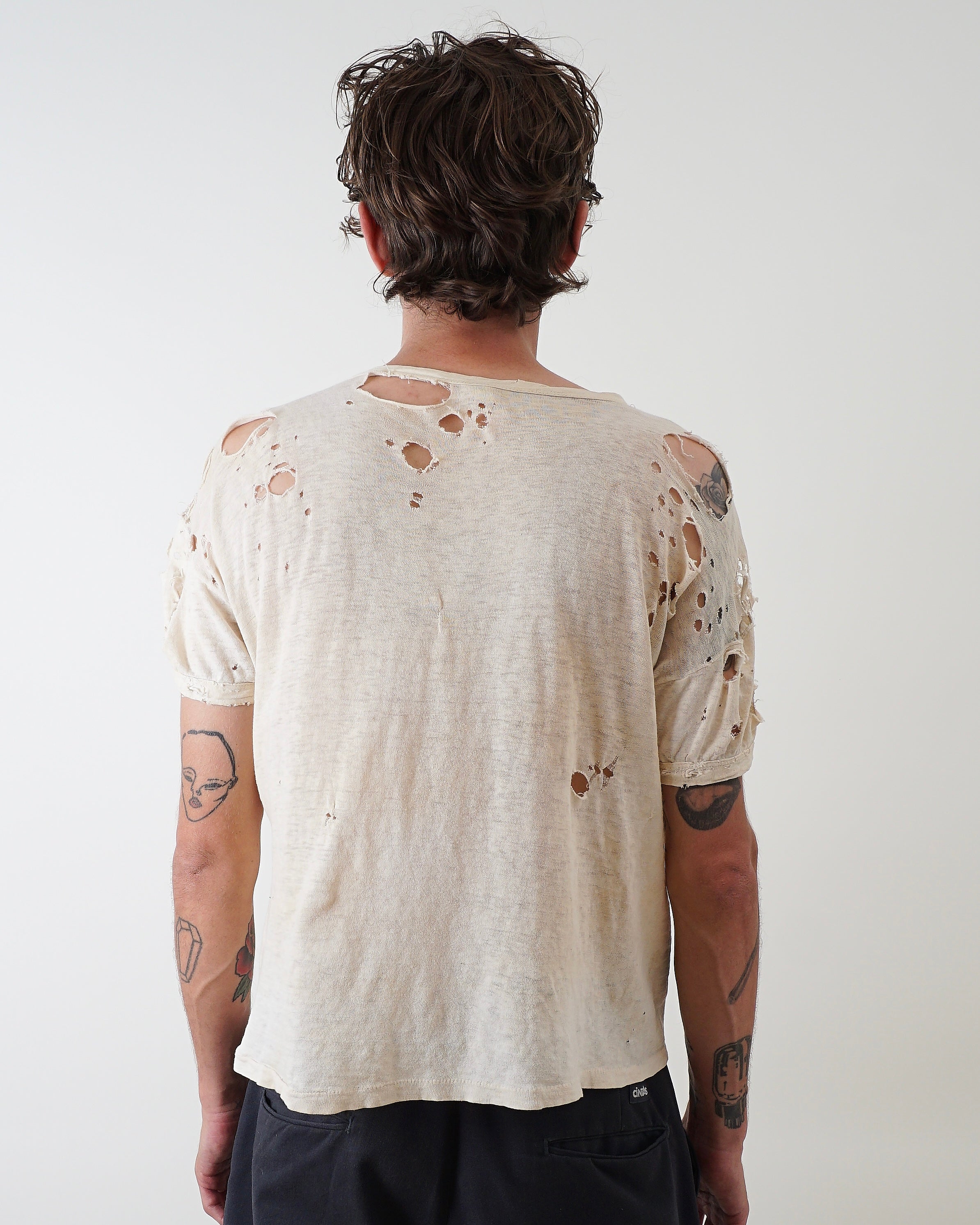 1930s White Distressed Tee