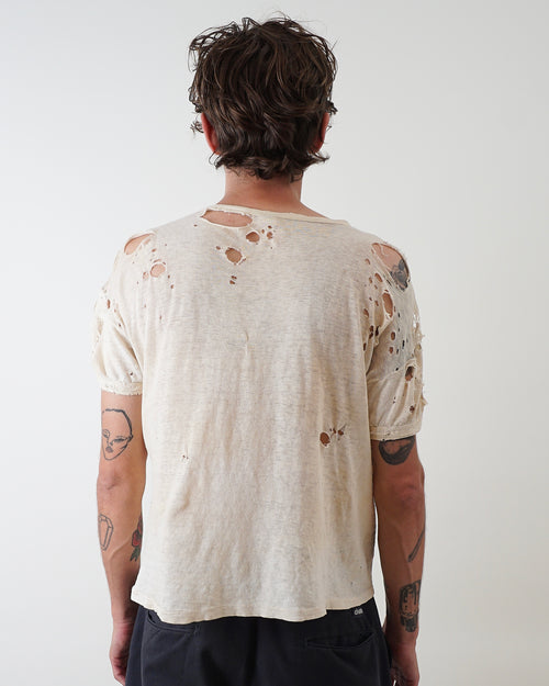 1930s White Distressed Tee