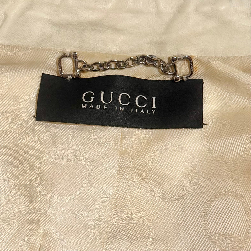 2000s GUCCI IVORY LEATHER MOTORCYCLE BUCKLE JACKET