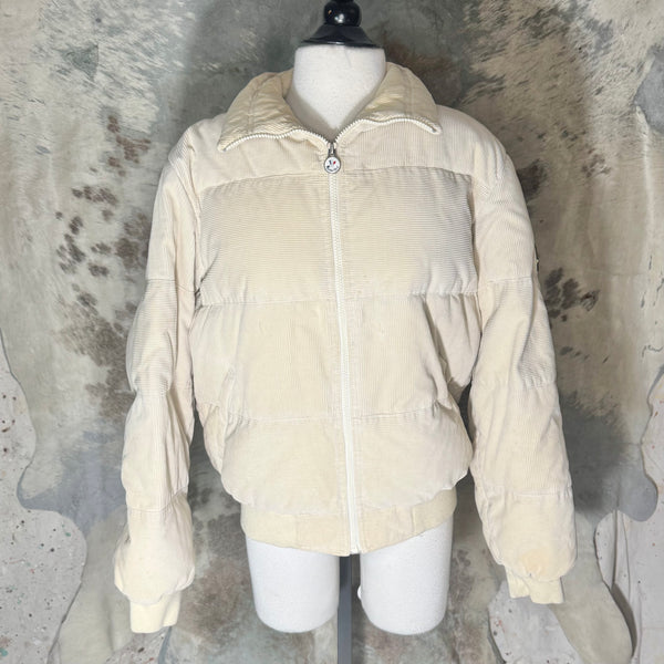 1970'S MONCLER CREAM DOWN CORDUROY PUFFER JACKET