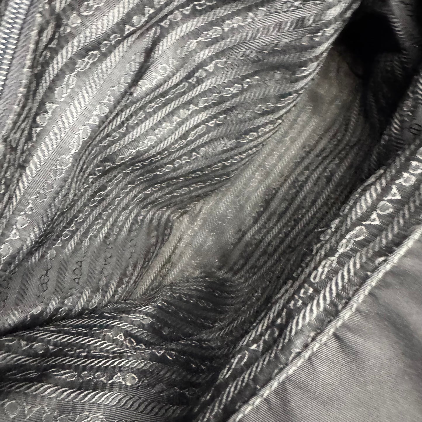 PRADA BLACK NYLON TRIANGLE LOGO TESSUTO CORD TOTE BAG