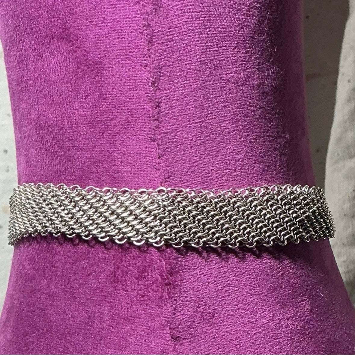 1970s ELSA PERETTI TIFFANY AND CO TIE CHAIN MESH NECKLACE 925 STERLING