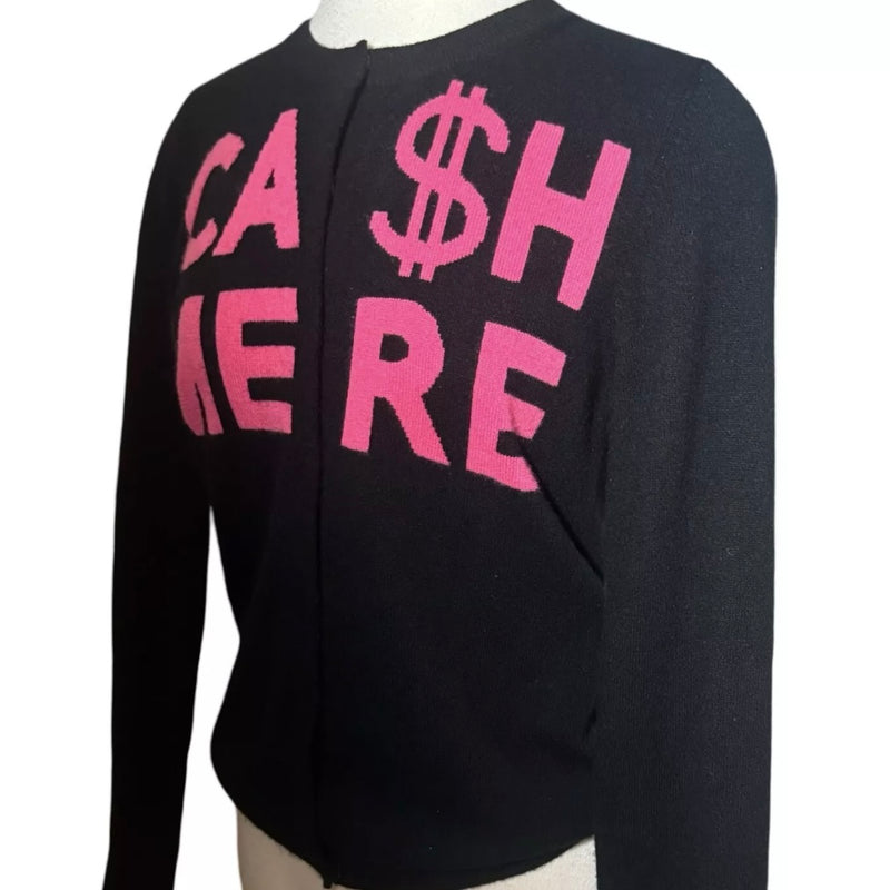 MOSCHINO CA$HMERE BLACK & PINK CARDIGAN