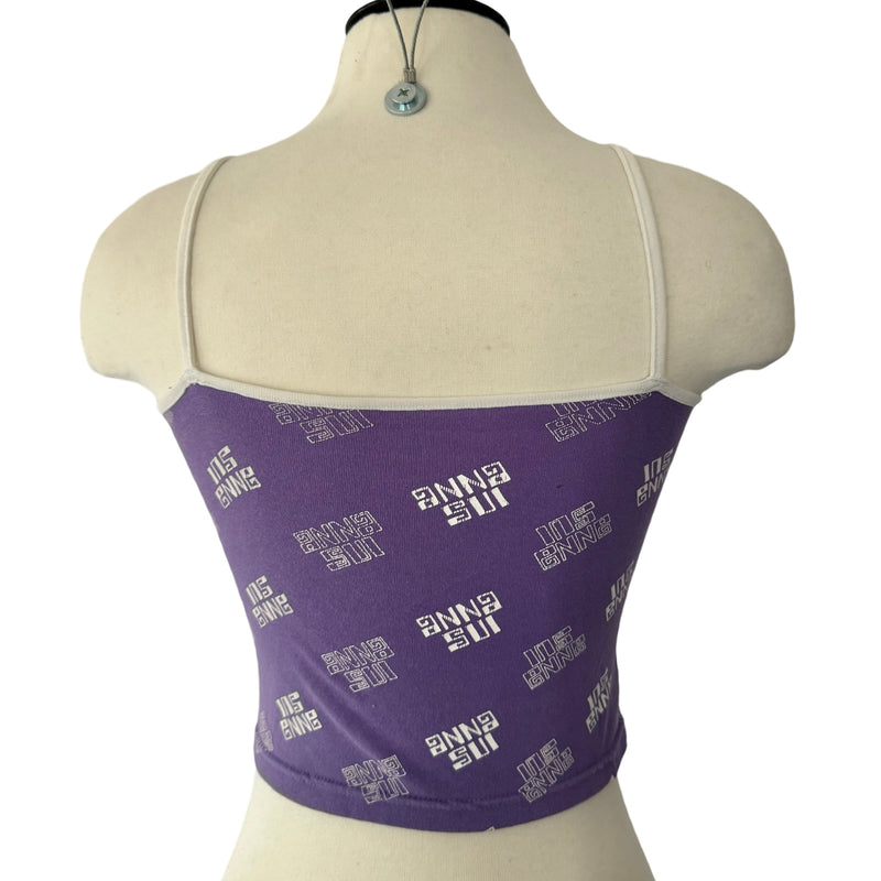 90s Anna Sui All over Logo Print purple Tank