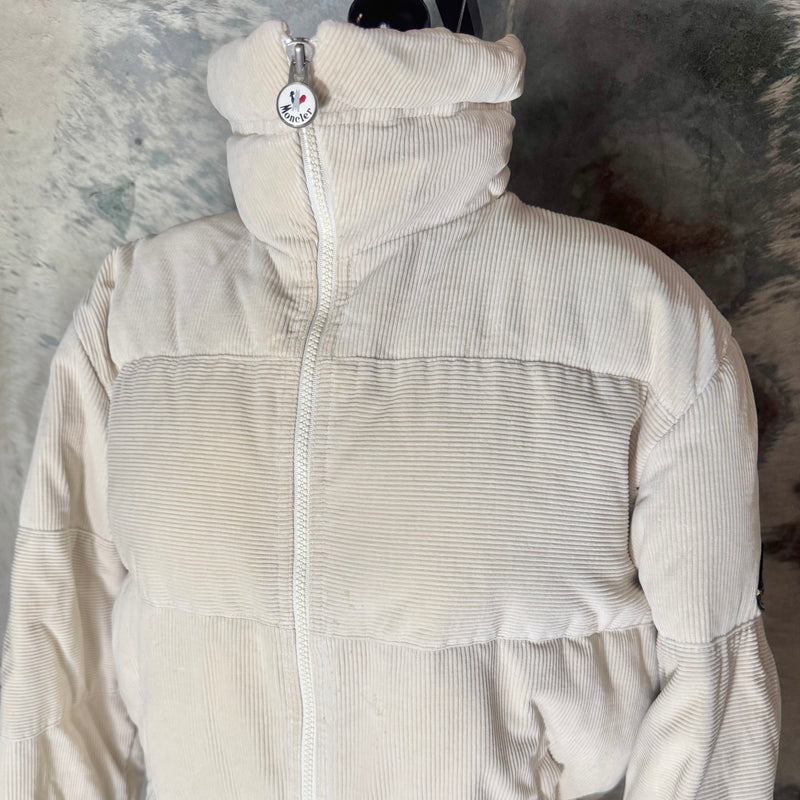 1970'S MONCLER CREAM DOWN CORDUROY PUFFER JACKET