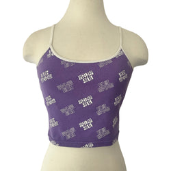 90s Anna Sui All over Logo Print purple Tank