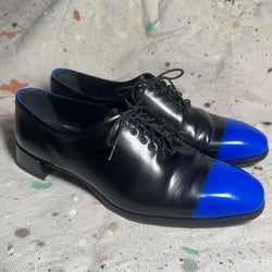 DIOR BLACK ELECTRIC BLUE LACE UP OXFORD SHOES 38.5