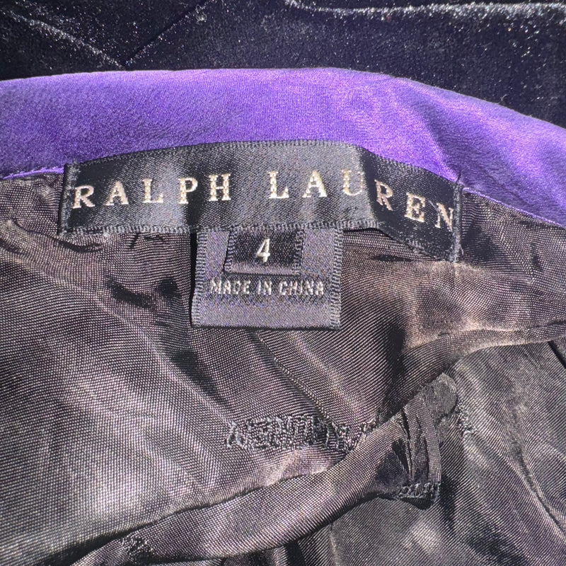 1990s RALPH LAUREN BLACK / PURPLE TIE HALTER TOP