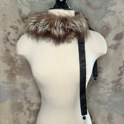 80's Givenchy Fur & Feather Tie Collar