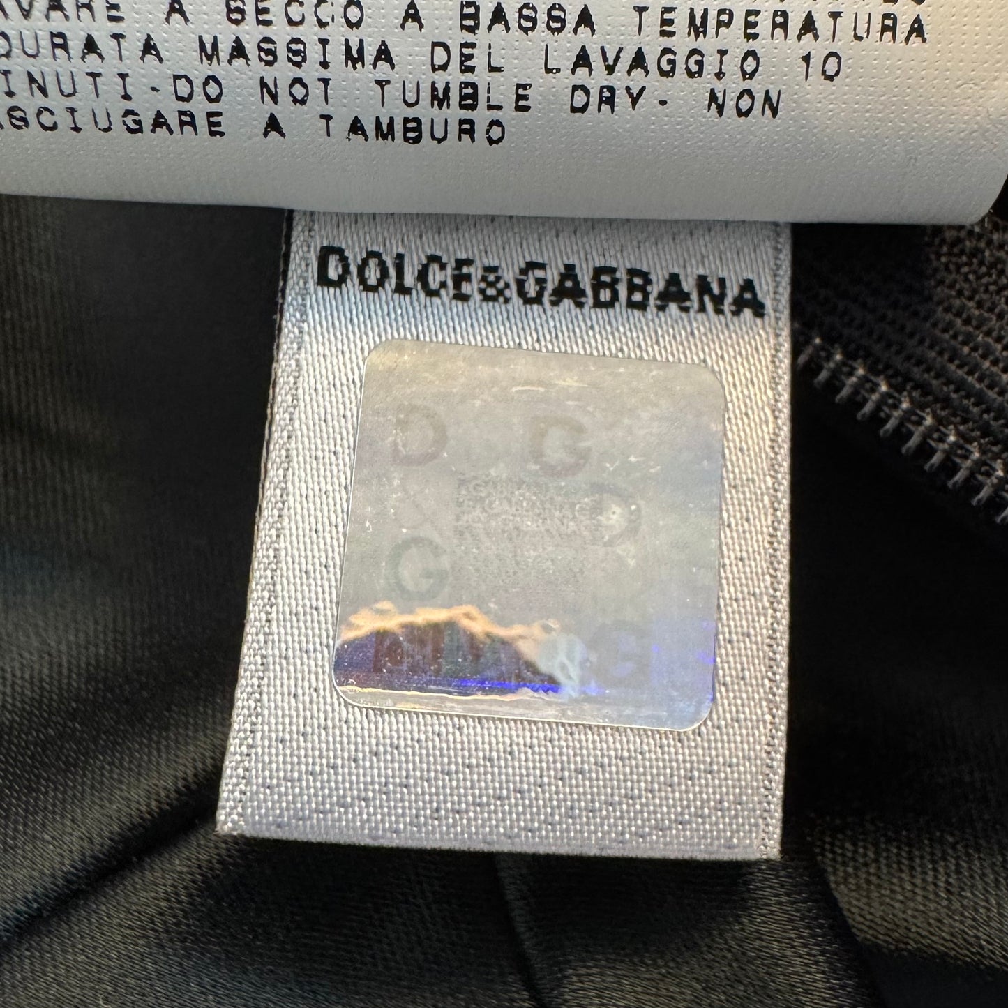 2000s DEADSTOCK D&G DOLCE & GABBANA SATIN BLACK LACE TRIM FITTED MIDI DRESS