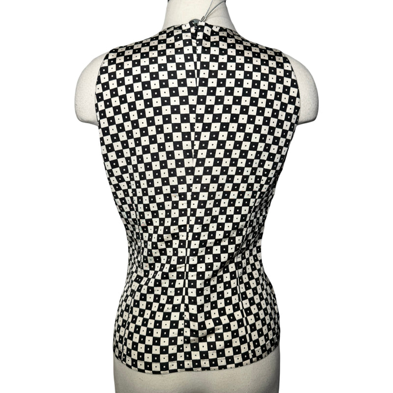 80s GIANNI VERSACE SILK CHECKERBOARD BLACK WHITE TANK