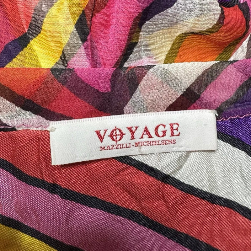 90s VOYAGE BEADED SILK STRIPE DOUBLE LAYER WRAP MINI SKIRT