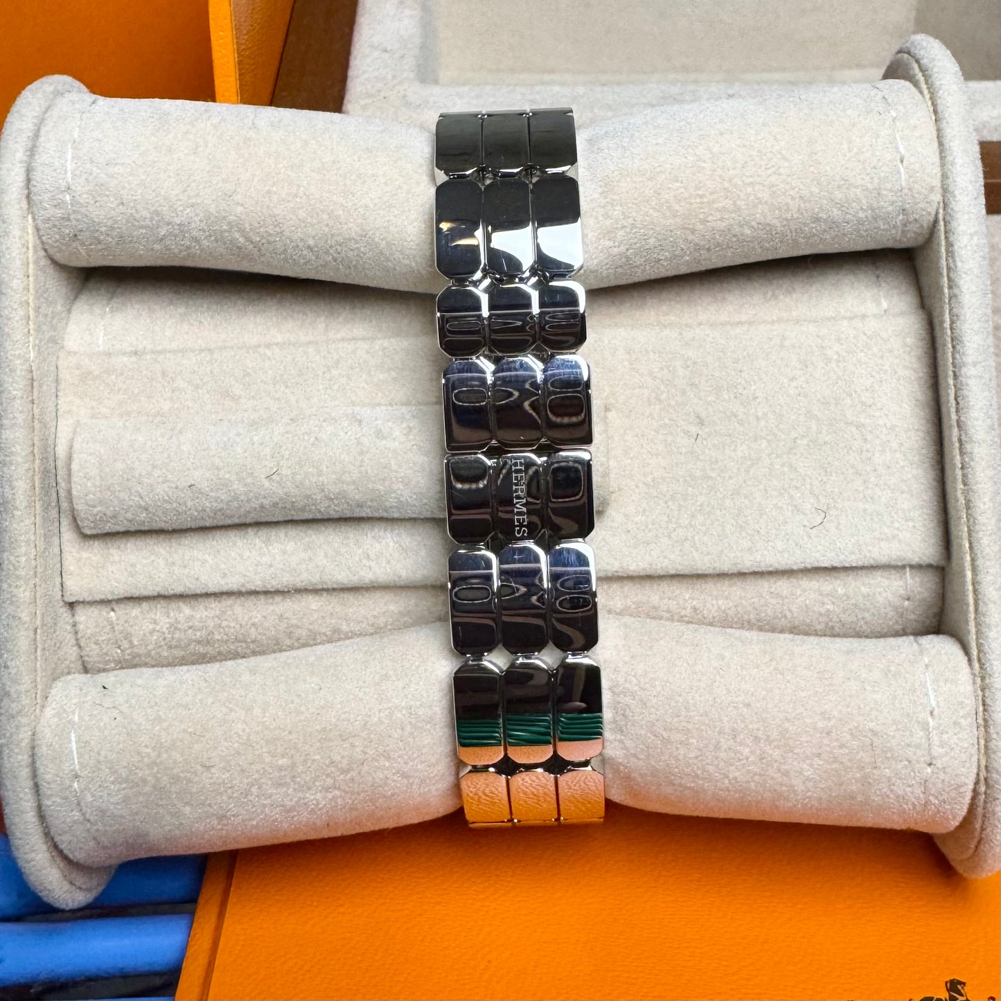 HERMES STAINLESS SILVER KELLY WATCH LINK BRACELET