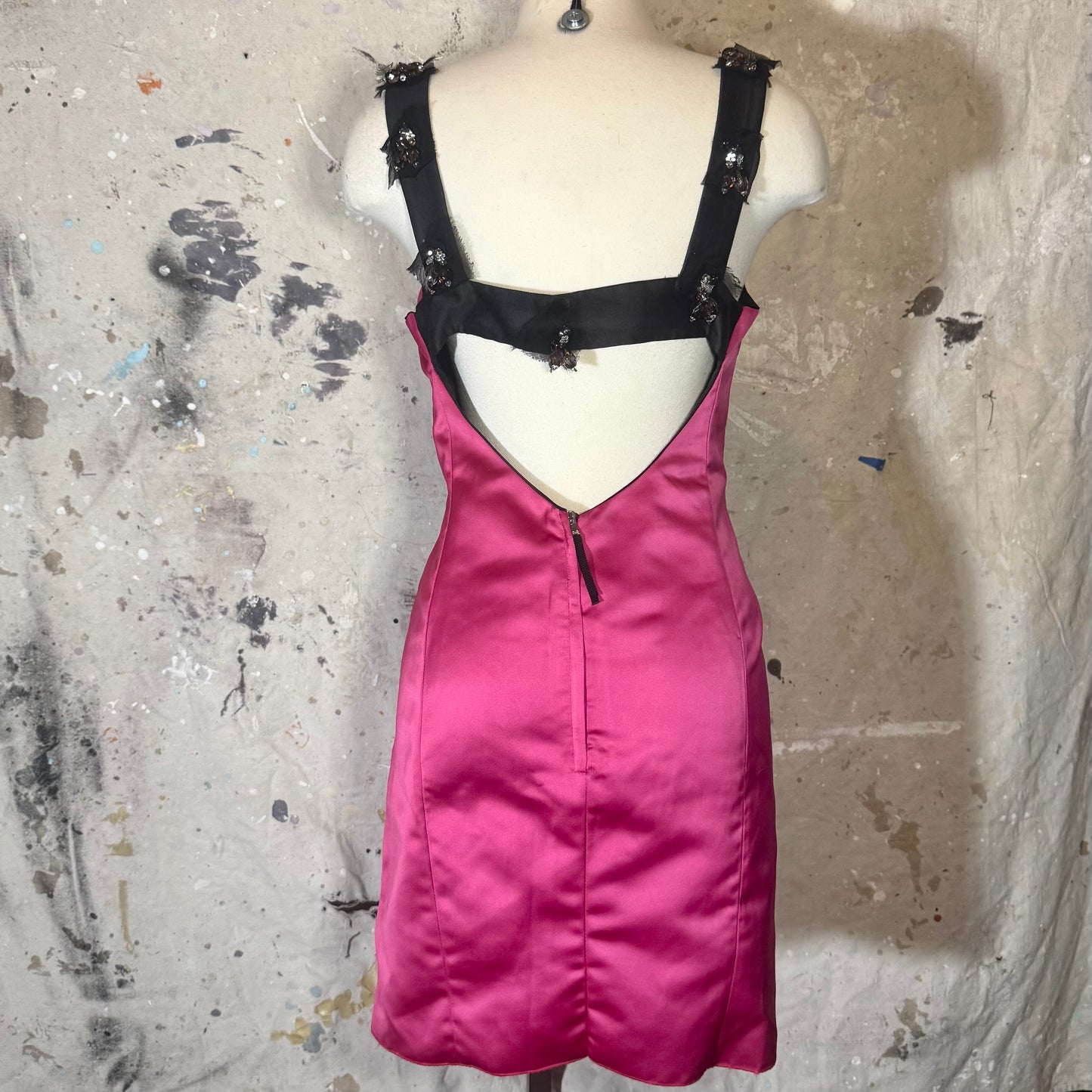 2000s D&G PINK LOW BACK BEADED SILK DRESS
