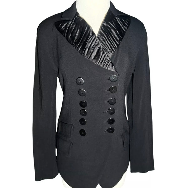 1990s DONNA KARAN SILK RUCHED DOUBLE BREASTED BLAZER