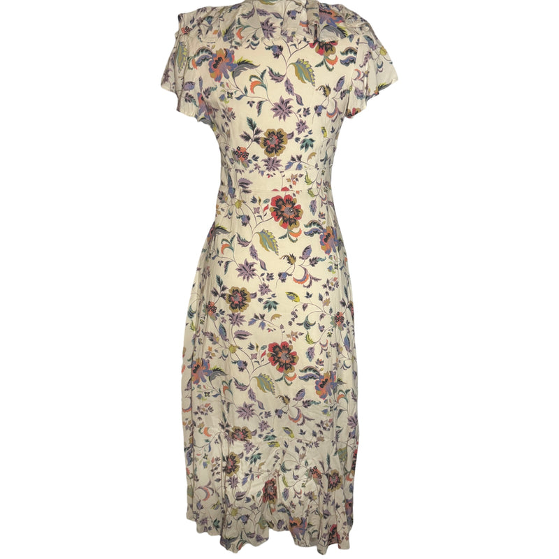 ANNA SUI FLORAL RUFFLE MAXI DRESS