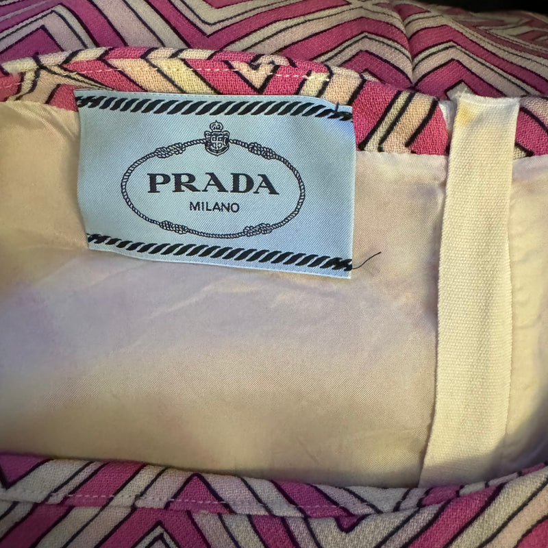 PRADA 2016 PINK DIAMOND PRINTED A LINE DRESS