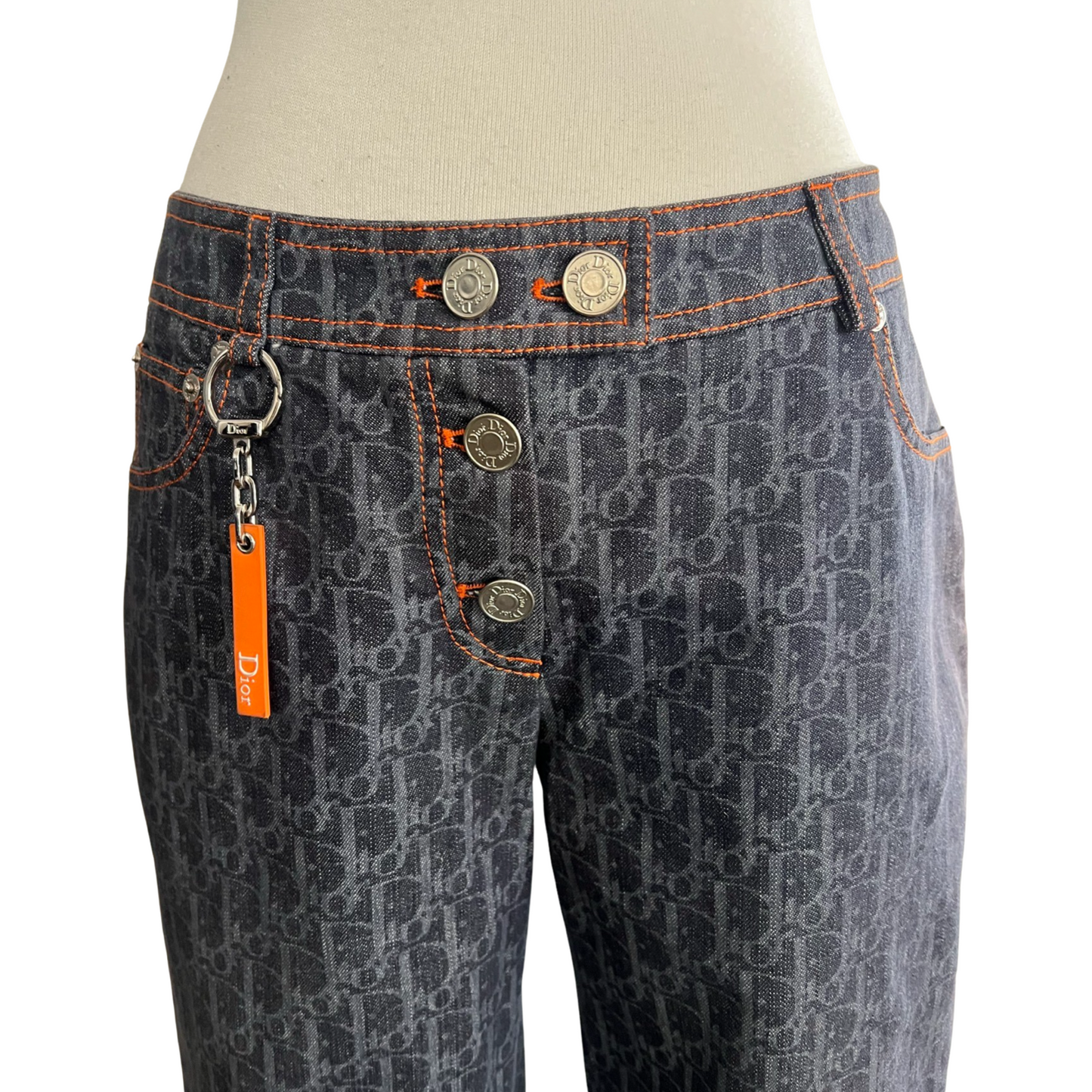 2005 DIOR FLIGHT MONOGRAM TROTTER DENIM PANTS