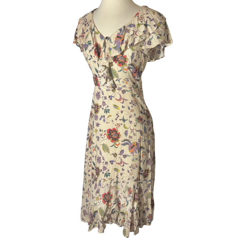 ANNA SUI FLORAL RUFFLE MAXI DRESS