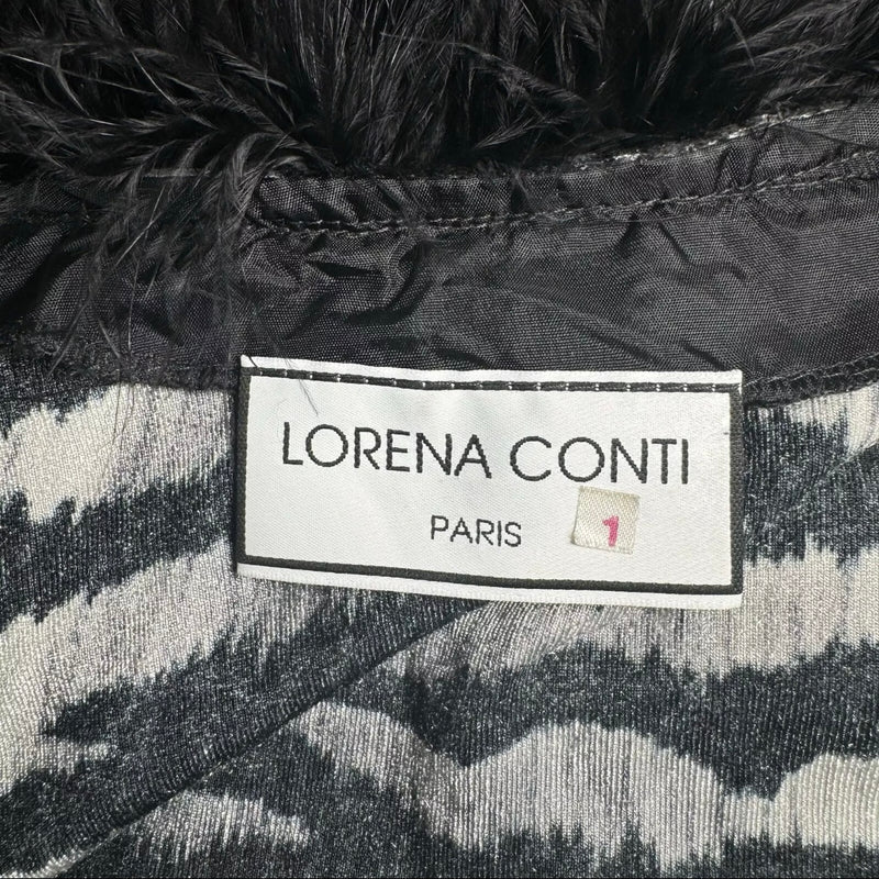 1990s Zebra & Feather Cardigan Lorena Conti Paris