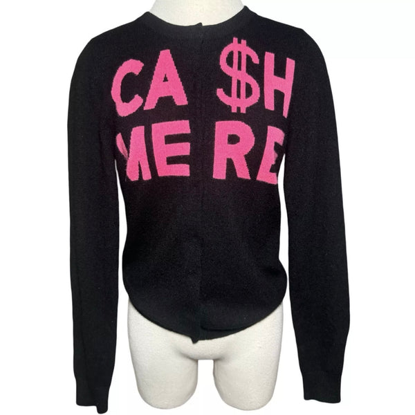 MOSCHINO CA$HMERE BLACK & PINK CARDIGAN