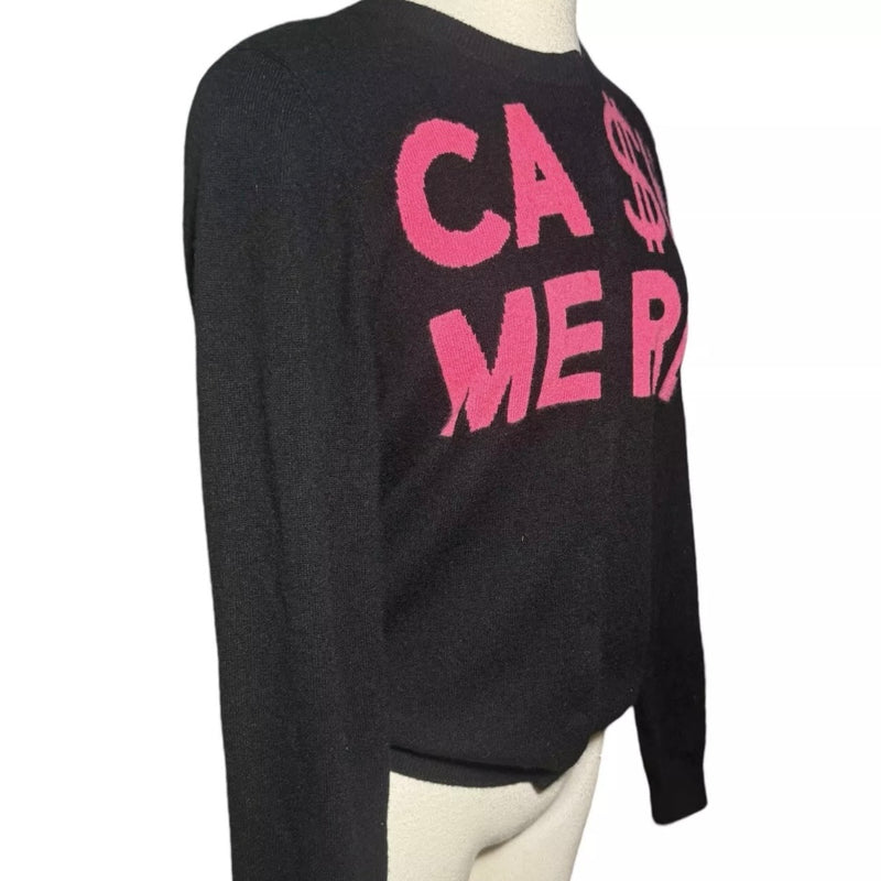 MOSCHINO CA$HMERE BLACK & PINK CARDIGAN