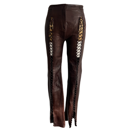 Roberto Cavalli Lace up Leather pants