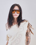 Tom Ford shield yellow lens aviators
