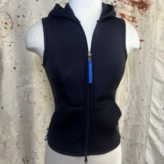 2000s VERSACE SPORT BLACK NEOPRENE ZIP HOODED VEST