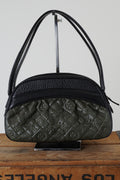 2005 KLARA VIENNA BLACK & OLIVE QUILTED MONOGRAM LAMBSKIN BOWLER HANDBAG
