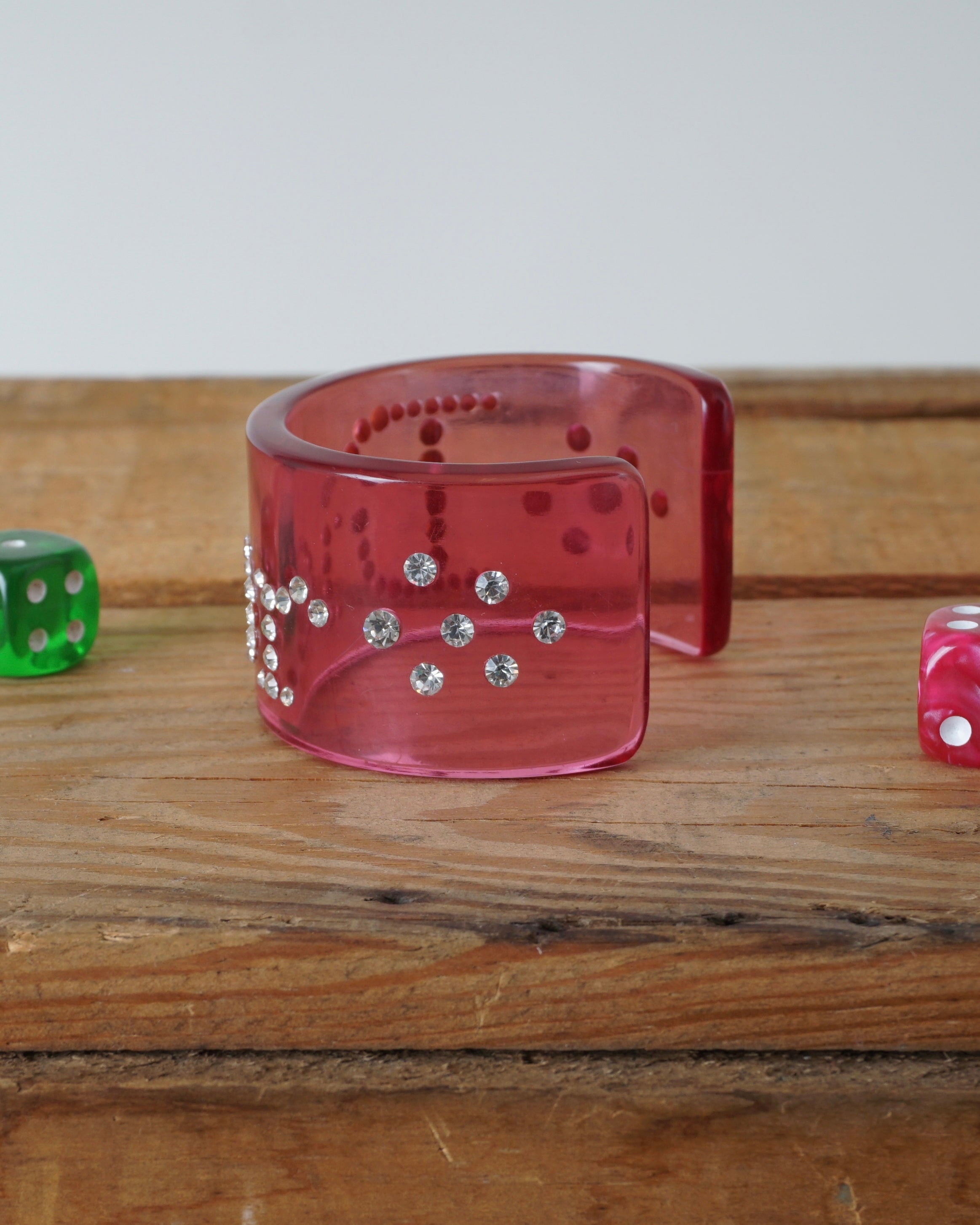 Pink Crystal Lucite Logo Cuff